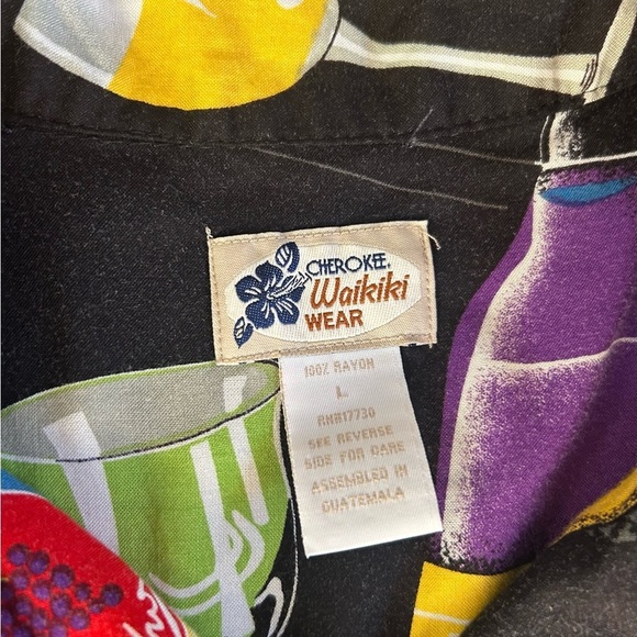 Mens Cherokee Waikiki Wear Wine Print Hawaiian Shirt Size Large - Picture 4 of 8